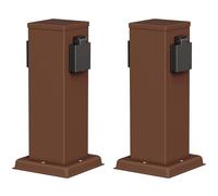 ledscom.de 2 colonnes de Prises de Jardin Polly pour l'extérieur, IP44, à 2 Prises, en Acier Inoxydable, Marron, de Forme carrée, 27 cm