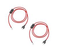 ledscom.de 2 fiches européennes de type C avec câble tressé, interrupteur, 2 m, rouge, 2 x 0,75 mm²