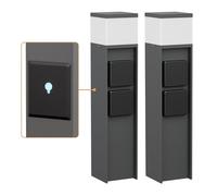 ledscom.de 2 lampes d'allée/bornes lumineuses PODEL pour l'extérieur, IP44, domotique, Wi-Fi, Alexa, 39 cm, anthracite, 1 ampoule G9 max. 10 W, 2 prises