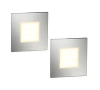 ledscom.de 2 lampes LED d'escalier/encastrées murales FEX pour l'intérieur et l'extérieur, de forme carrée, en acier inoxydable, 85 x 85 mm, blanc chaud