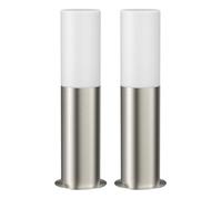 ledscom.de 2 pièces Lumière de chemin/Borne d'éclairage GROPO pour l'extérieur avec capot en verre véritable Premium - résistant aux UV, pas de jaunissement, IP44, 41 cm, inox 1x E27 max. 40W