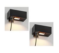 ledscom.de 2 prises murales WAST pour l'extérieur, IP44, double, noires, avec spot LED intégré, 430 lm, blanc chaud