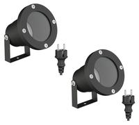 ledscom.de : 2 projecteurs d'extérieur DUK, adaptés à une utilisation extérieure, indice de protection IP65, avec prise, de couleur noire, 1 douille GU10, puissance maximale 15W