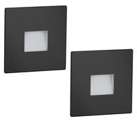 ledscom.de : 2 spots LED pour escaliers/appliques murales, adaptés à une utilisation intérieure et extérieure, type downlight, carrés, de couleur noire, dimensions 85 x 85 mm, lumière blanc chaud