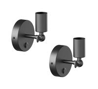 ledscom.de 2x Applique FETRO, interrupteur, noir mat, ronde, 1x E27 max. 60W