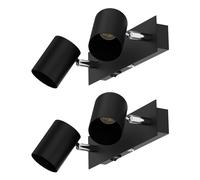 ledscom.de 2x Applique WAIKA, 2 flammes, interrupteur, noir mat, carré, 2x GU10 max. 60W