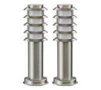 ledscom.de 2x Borne d'éclairage PORU pour l'extérieur, IP44, grille, 39cm, inox, incl. Smart Home lampe LED RGBW E27, 892lm