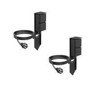 ledscom.de 2X Colonne de Prises de Jardin PIWI avec Piquet de Terre et 2m de câble pour l'extérieur, IP44, 2X, Noir