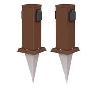 ledscom.de 2X Colonne de Prises de Jardin Polly avec Piquet pour l'extérieur, IP44, 2-Fois, Brun, carré, 27cm