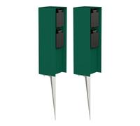 ledscom.de 2X Colonne de Prises de Jardin POMI avec Piquet de Terre pour l'extérieur, IP44, 2X, Vert, carré, 23cm