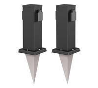 ledscom.de 2X colonnes de Prises de Jardin « Polly » avec Piquet d'ancrage pour l'extérieur, IP44, 2 Prises, Acier Inoxydable, carrées, Noires, 27 cm