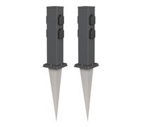 ledscom.de 2X colonnes de Prises de Jardin « Polly » avec Piquet d'ancrage pour l'extérieur, IP44, 4 Prises, Acier Inoxydable, Forme carrée, Anthracite, 40 cm