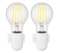 ledscom.de 2x E27 Douille murale en porcelaine FEL, blanc, in mpoule E27 (blanc chaud, 6,96W, 963lm) Variation sans variateur avec interrupteur d'éclairage