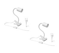 ledscom.de 2x lampe à pince WAIKA avec col de cygne et interrupteur blanc mat, ampoule LED GU10 incluse (blanc chaud, 5,4W, 510lm, 50°)