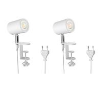 ledscom.de 2x lampe à pince WAIKA, interrupteur, blanc mat, incl. lampe LED GU10, 535lm blanc