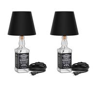 ledscom.de 2x lampe de table FLAKO, interrupteur, bakélite, câble textile noir, abat-jour noir, 1x E27 max. 60W, sans bouteille, sans ampoule