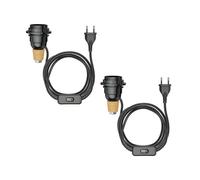 ledscom.de 2x lampe de table lampe en liège FLAKO avec interrupteur et câble textile, noir, 1x E27 max. 60W, sans bouteille, sans ampoule