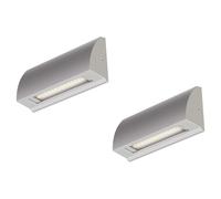 ledscom.de 2x LED Applique murale/éclairage d'escalier SEGIN pour l'extérieur, IP54, plat, downlight, gris mat, carré, 3,8 W, 265lm, blanc chaud