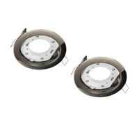 ledscom.de 2x plafonnier encastré ZOBE, chrome-noir brillant, rond, 107mm Ø, 1x GX53 max. 25W