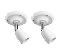 ledscom.de 2x plafonniers/douilles ELEPO, porcelaine, acier, blanc brillant, 1x E27 max. 40 W