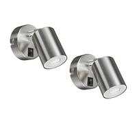 ledscom.de 2x Spot mural WAIKA, à une flamme, avec interrupteur, GU10, chrome mat, ampoule LED GU10 incluse (blanc, 5,558W, 535lm, 30°)