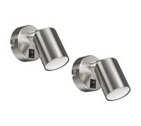 ledscom.de 2x Spot mural WAIKA, à une flamme, avec interrupteur, GU10, chrome mat, ampoule LED GU10 incluse (blanc chaud, 4,914W, 450lm, 100°)
