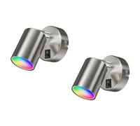 ledscom.de 2x Spot mural WAIKA, à une flamme, avec interrupteur, GU10, chrome mat, incl. Smart Home lampe LED RGBW GU10, 5,41W, 473lm