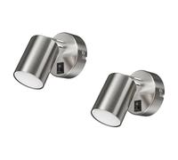 ledscom.de 2x Spot mural WAIKA Interrupteur chrome mat Lampe LED blanche 3 niveaux de gradation 609lm