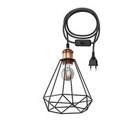 ledscom.de 3 m de câble textile RETRA, vintage, fiche, interrupteur, bronze, abat-jour cage + lampe LED 370lm, blanc extra-chaud