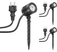 ledscom.de : 3 petits spots LED pour jardin avec pique à planter, modèle TARL, pour une utilisation extérieure, indice de protection IP65, avec prise, couleur noire, 4,3 W, 340 lm, lumière blanc chaud