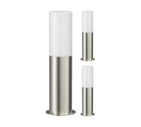 ledscom.de 3 pièces Lumière de chemin/Borne d'éclairage GROPO pour l'extérieur avec capot en verre véritable Premium - résistant aux UV, pas de jaunissement, IP44, 41 cm, inox 1x E27 max. 40W