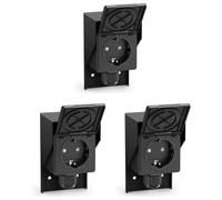 ledscom.de 3 prises extérieures/pour pièces humides PIWI, en saillie, IP44, 1 emplacement Schuko, 16 A/230 V, acier inoxydable, plastique, noir