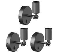 ledscom.de 3x Applique FETRO, interrupteur, noir mat, ronde, 1x E27 max. 60W