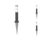 ledscom.de 3x Borne d'éclairage PORU avec piquet de terre pour l'extérieur, IP44, 39cm, anthracite, ampoule E27 471lm incluse, blanc extra-chaud