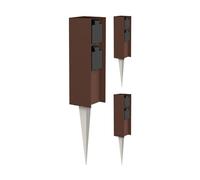 ledscom.de 3X Colonne de Prises de Jardin POMI avec Piquet de Terre pour l'extérieur, IP44, 2X, Brun, carré, 23cm