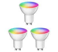 ledscom.de 3x GU10 LED RGB Ampoule, PAR16, blanc chaud - blanc froid (2900-6200 K), 5,5 W, 473lm, 103°, Smart Home, WLAN, Alexa, mate