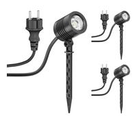 ledscom.de 3x Petit projecteur de jardin LED avec piquet de terre TARL pour l'extérieur, IP65, fiche, noir, 4,1 W, 351lm, blanc froid