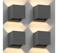 ledscom.de 4 appliques murales CUBEL pour l'extérieur, IP65, éclairage vers le haut/vers le bas, anthracite mat, carrées, 1 ampoule G9 max. 10 W