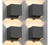 ledscom.de 4 appliques murales CUBEL pour l'extérieur, IP65, éclairage vers le haut/vers le bas, détecteur de mouvement, anthracite mat, carrées, 1 ampoule G9 max. 10 W