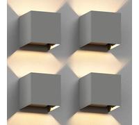 ledscom.de 4 appliques murales CUBEL pour l'extérieur, IP65, éclairage vers le haut/vers le bas, gris mat, carrées, 1 ampoule G9 max. 10 W