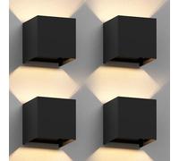 ledscom.de 4 appliques murales CUBEL pour l'extérieur, IP65, éclairage vers le haut/vers le bas, noir mat, carrées, 1 ampoule G9 max. 10 W
