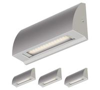 ledscom.de : 4 appliques murales LED/éclairage de sécurité pour escaliers SEGIN, pour l'extérieur, IP54, design plat, spot encastré, gris mat, forme rectangulaire, 3,8 W, 265 lm, lumière blanc chaud –