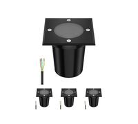 ledscom.de 4x encastrés de sol RELI pour l'extérieur, IP67, noir, carré, 11 x 11cm, 1x GU10 max. 15W, givré