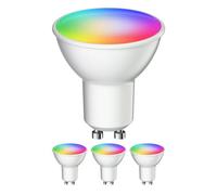 ledscom.de 4x GU10 LED RGB Ampoule, PAR16, blanc chaud - blanc froid (2900-6200 K), 5,5 W, 473lm, 103°, Smart Home, WLAN, Alexa, mate