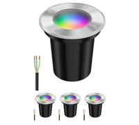 ledscom.de 4x lampe encastrée dans le sol BOLI pour l'extérieur, IP67, inox, givré, rond, 108mm Ø incl. lampe LED RGB, smart 473lm