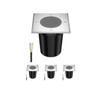ledscom.de 4x lampe encastrée dans le sol RELI pour l'extérieur, IP67, inox, carrée, 11 x 11cm, 1x GU10 max. 15W, givré