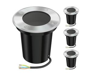 ledscom.de 4x lampes encastrées dans le sol BOLI pour l'extérieur, IP67, inox, rond, 108mm Ø, 1x GU10 max. 15W