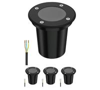 ledscom.de 4x lampes encastrées dans le sol BOLI pour l'extérieur, IP67, noir, rond, 108mm Ø, 1x GU10 max. 15W, givré