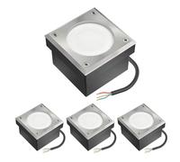 ledscom.de 4x LED encastré de sol pavé NEOLUM pour l'extérieur, IP67, carré, 10 x10cm, ampoule GX53 incluse, 51lm, blanc chaud