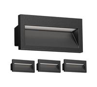 ledscom.de 4x LED encastrés muraux NOLA, downlight pour l'extérieur, IP54, noir mat, 140 x 70mm, blanc chaud